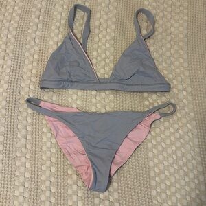 Reversible bikini - light gray / pink. Size small